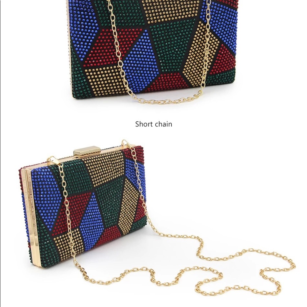 Rhinestone studded multicolor evening clutch bag - Picture 2 of 9
